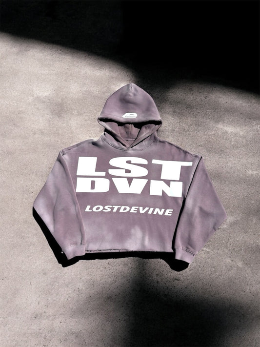 LOSTDEVINE "dirty lavender" faded soft hoodie
